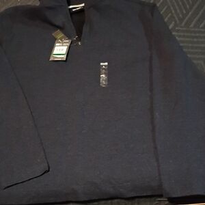 (26)Van Heusen Men's Dark Blue Quarter Zip Up